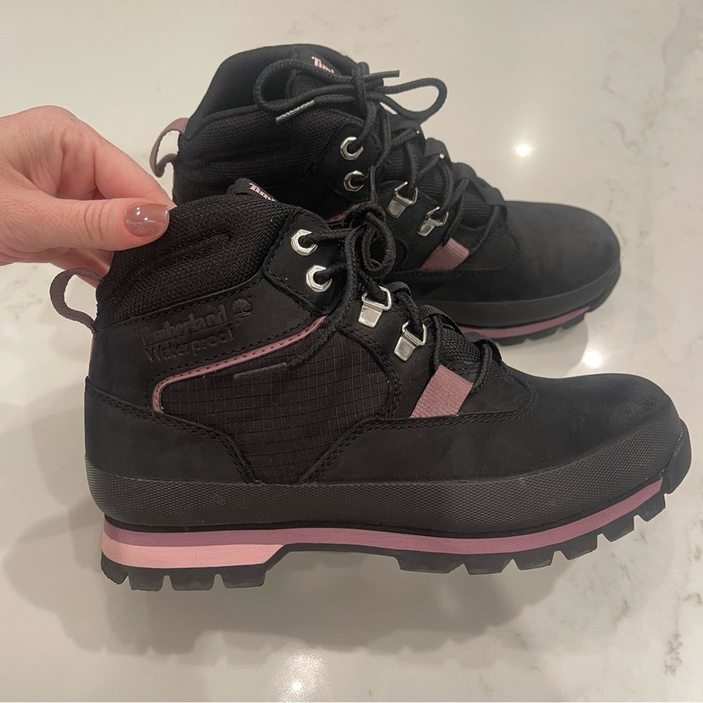 Like NEW! Timberland Women's Black and Pink Athletic Waterproof Boots - Picture 3 of 14